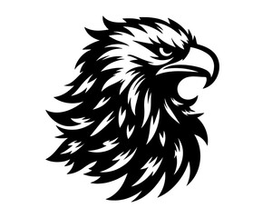 black and white stylized eagle head silhouette