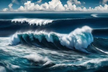the majestic beauty of the open sea, with a panoramic view capturing the grace of rolling waves.