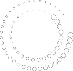 Dotted circular spiral halftone frame. Element for design