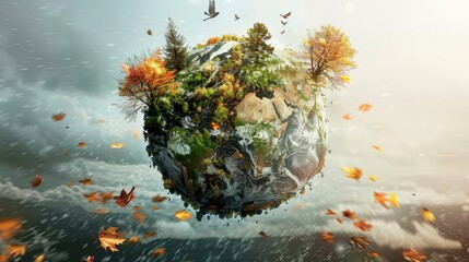 Craft a visual narrative depicting the interconnectedness of global change