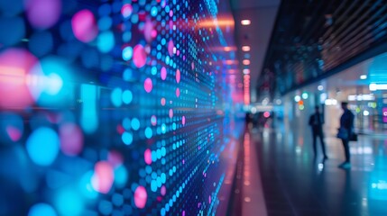 Obraz premium digital signage display in a corporate lobby dynamically updating content through IoT connections