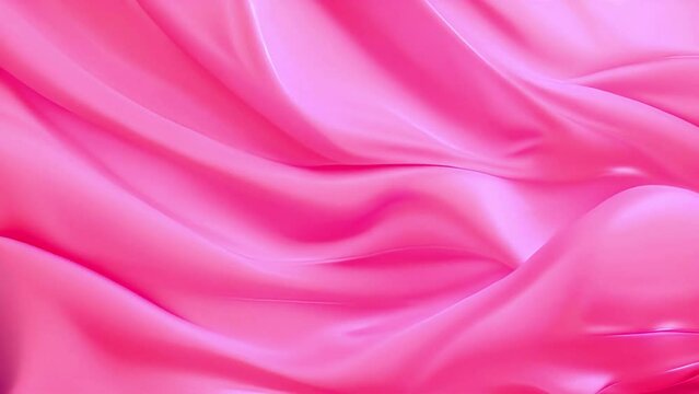 A closeup of pink satin fabric, with its soft folds and subtle sheen creating an elegant background. The texture is detailed and realistic, providing a luxurious feel