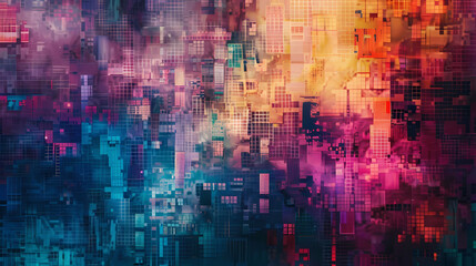 Digital Glitch Background With Distorted Pixels - obrazy, fototapety, plakaty