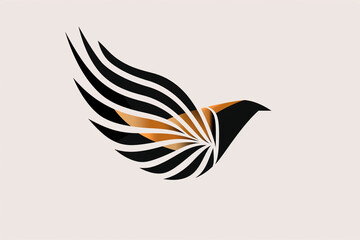 A high-definition photograph highlighting the simplicity of an abstract bird logo, rendered with bold vector lines against a white backdrop, radiating sophistication.