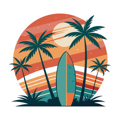 Fototapeta na wymiar Surfboards, Surfing the Sunset: Vibrant Boards Await
