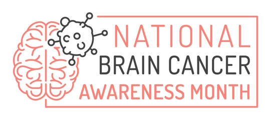 Cerebral carcinoma, adenocarcinoma national month. Malignant brain growth poster.