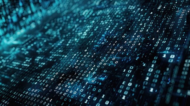 Abstract symbols and glyphs floating of binary code