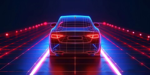 3D Illustration of Modern cars on dark background