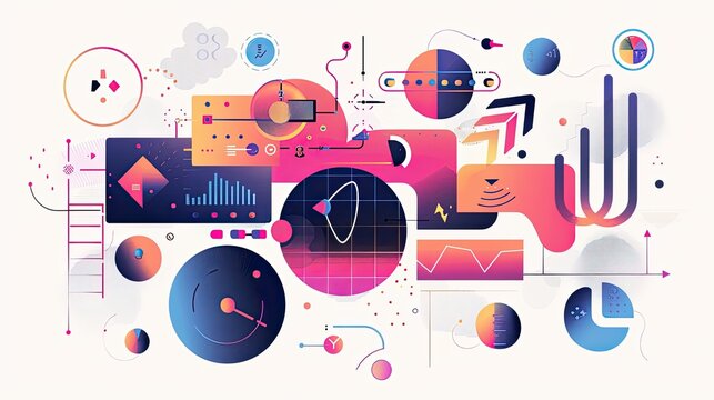 Abstract symbols and glyphs floating of binary code