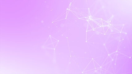 Abstract polygon connections on a soft pink gradient background.