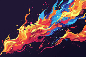 A high-resolution illustration of a stylized fire icon, featuring vibrant colors and expressive flames that evoke a sense of power and passion against a solid backdrop. - obrazy, fototapety, plakaty