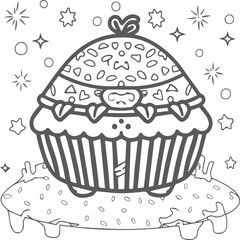 Kawai food coloring pages. Food outline for coloring book