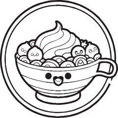 Kawai food coloring pages. Food outline for coloring book