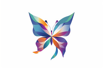 Fototapeta na wymiar A logo design capturing the captivating beauty of a butterfly, with its wings displaying a kaleidoscope of colors against a solid white backdrop.