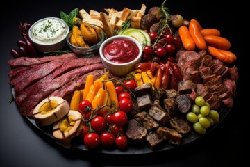Delectable Meat platter appetizers. Food party. Generate Ai