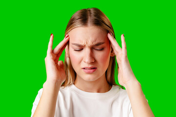 Young Woman Holding Head With Hands Headache Concept - 788440723