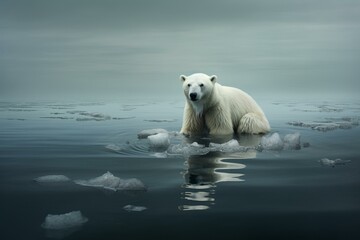 Frozen Polar bear ice. Snow winter white. Generate Ai