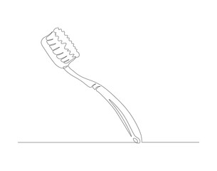 Continuous line drawing of toothbrush. One line of toothbrush. Dental care concept continuous line art. Editable outline