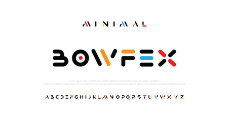 Bowfex Future font creative modern alphabet fonts. Typography colorful bold with color dot regular. vector illustrator