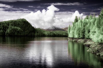 infrared photo of a lake in Alaska