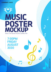 Naklejka premium 파란 물결 음악 포스터 배경