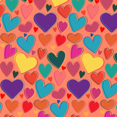 Hearts, colorful Hearts, seamless pattern