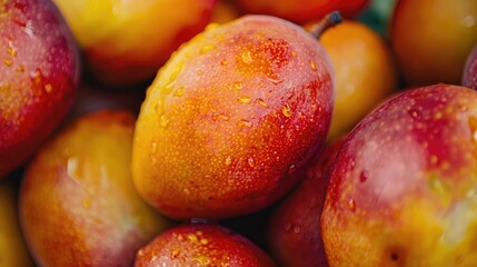 Fototapeta na wymiar Closeup of fresh ripe plums with water drops.