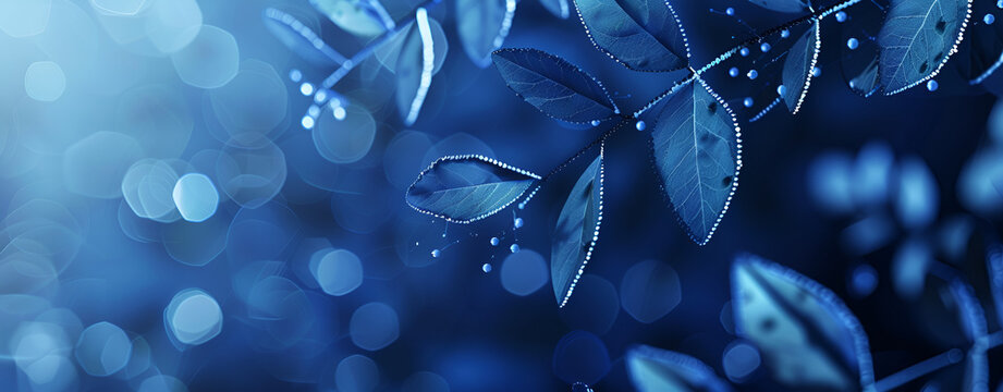 Glistening Plant With Water Droplets ,sweet wallpaper with blue bokeh