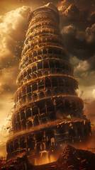 The Babylon Tower of Babel artistic depiction from the bible
