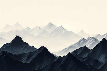 A minimalist mountain range with jagged peaks. - obrazy, fototapety, plakaty