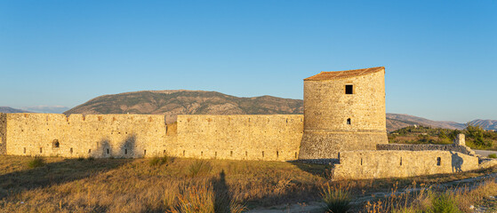 Outer walls of Venetian Triangular Castle,kalaja trembling venetian, Butrint, Albania.