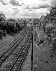 Obraz premium A pair of rails in the corridor - new Fujinon XF-23 mm F1.4 R LM WR lens test