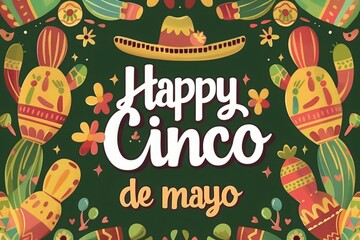 A colorful and lively flat illustration embodies the spirit of Mexico with festive elements