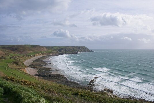 Wonderful landscapes in France, Normandy. Ecalgrain Beach Panorama. Sunny spring day. Selective focus.