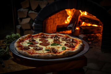 Rustic Pizzeria Ambience with Wood-Fired Pizzas - 788465560