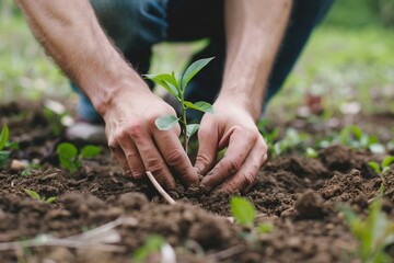 Planting Young Tree Sapling