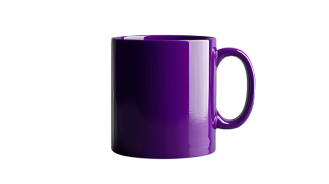 purple mug Isolated on a transparent background. This image can be used with PNG cutouts or path cutouts. This is to ensure that it blends seamlessly into the design.