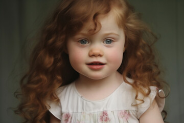 Serene Innocence: Child with Down Syndrome in Lace - 788467950