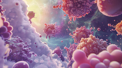 Surreal depiction of nano-molecules as miniature explorers