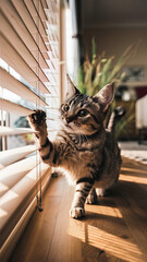 Cat playing with shades