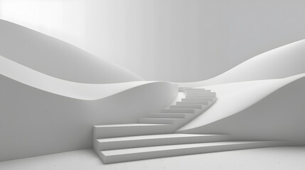 Staircase to Innovation: A 3D Rendered Pathway Towards Futuristic Design and Discovery - obrazy, fototapety, plakaty