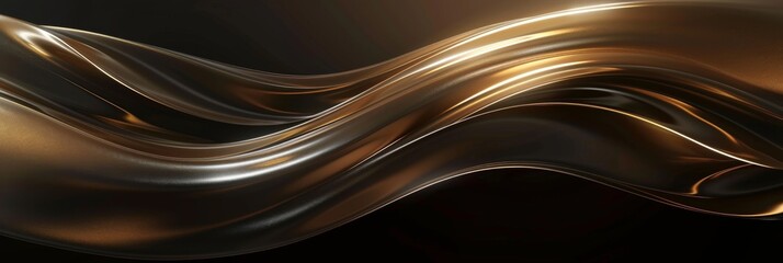 A black background with golden lines in the style of light gold and dark gray styles, smooth edges, blurred backgrounds Generative AI