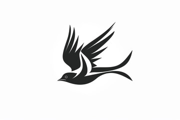 A sleek and modern logo design of a bird soaring against a solid white background.