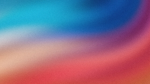 Abstract blue, red, orange  background grainy gradient wave, blurred noise textured.