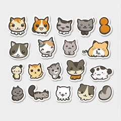 Obraz na płótnie Canvas Minimalistic 2D arts for cats stickers with a white background