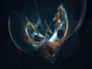 Abstract Sculptural Fractal with Dynamic Swirls.