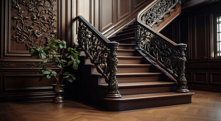 Ornate Baroque Staircase in Opulent Historical Interior - 788477542