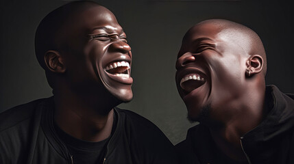 portrait of two laughing African Americans