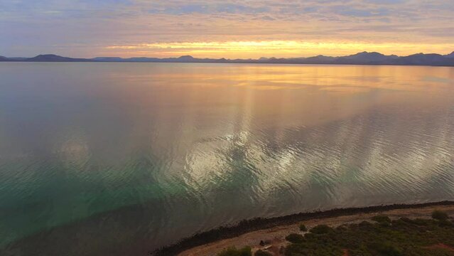 Bahia Concepcion van trip. On vacation on the beaches of the Mexican Caribbean. Van tour on Mexico. Enjoying paradisiacal beaches. Spectacular drone view.
