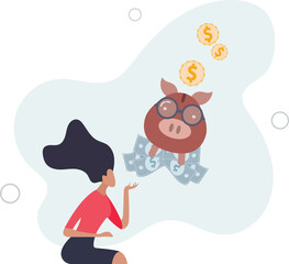 budgeting or cut spending to save money for future .flat vector illustration.